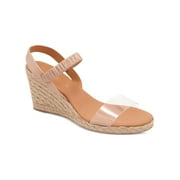 ANDRE ASSOUS Womens Beige Adjustable Alberta Round Toe Wedge Buckle Leather Espadrille Shoes 36